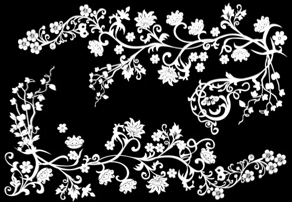 Siyah üzerine beyaz dalları illüstrasyon — Stok Vektör