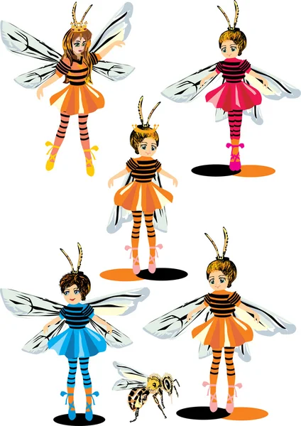 Chicas en trajes de abeja — Archivo Imágenes Vectoriales