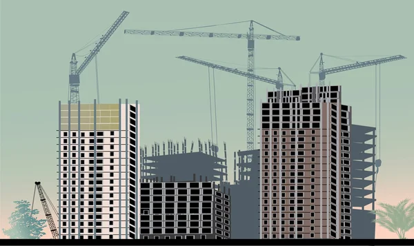 Färg illustrationen med hus byggnad — Stock vektor