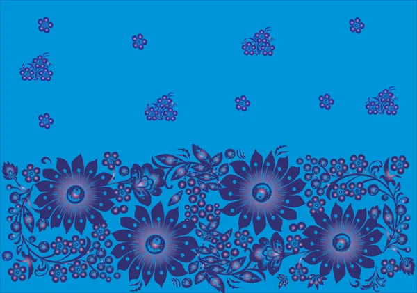 Four dark blue flowers design — Stock Vector