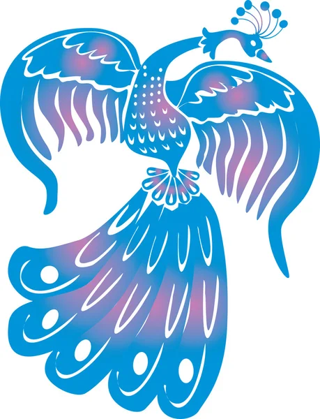 Blue fantasy bird illustration — Stock Vector