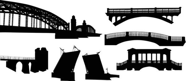 Collection of six isolated bridges — Stock Vector
