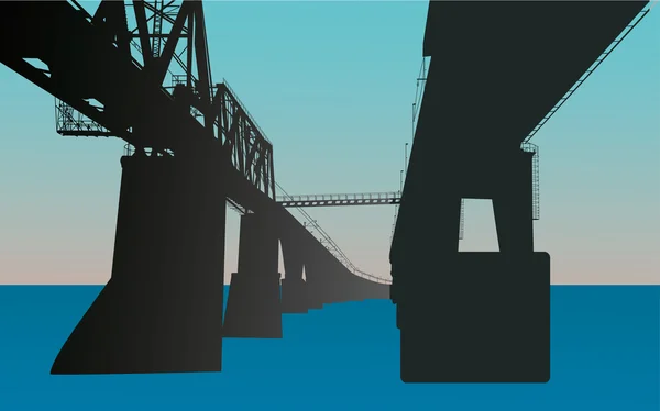 Bridge above blue river — Stock Vector