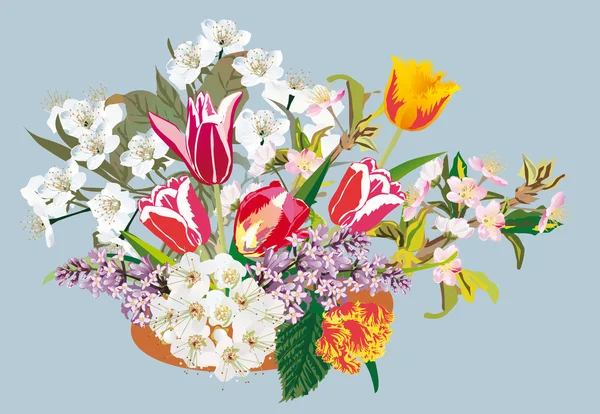 Bunch of spring flower illustration — Stock Vector