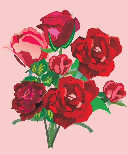 Bando de rosas vermelhas —  Vetores de Stock