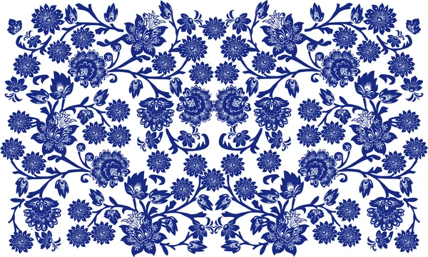 Azul sobre fundo floral branco — Vetor de Stock