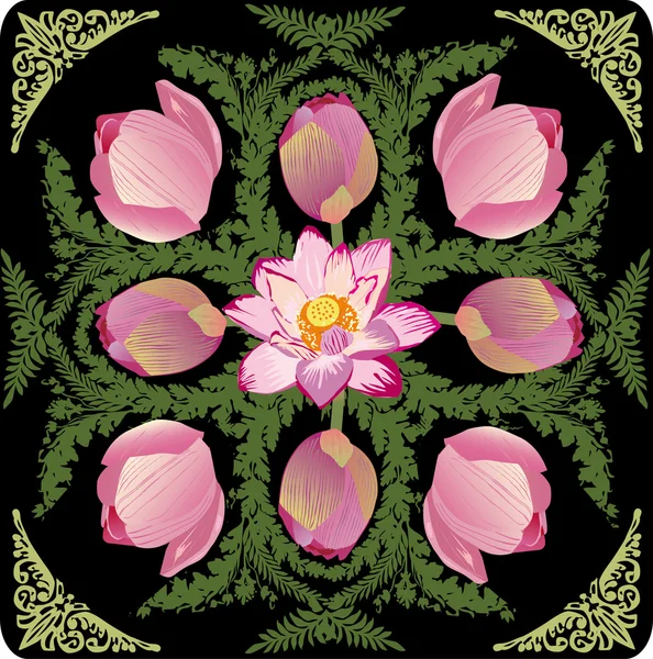 Εικονογράφηση με ροζ lotus design — Διανυσματικό Αρχείο