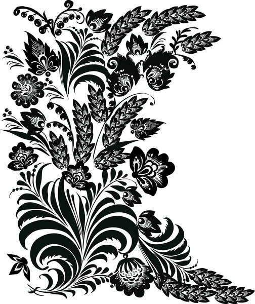 花卉的黑色元素的装饰 — 图库矢量图片