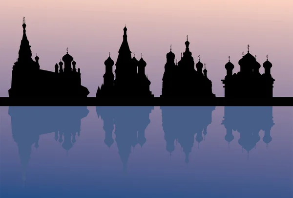 Quatre cathédrales et réflexions — Image vectorielle