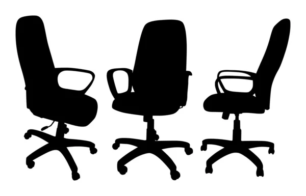 Три силуэта офисных стульев — стоковый вектор