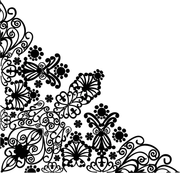 三方黒花柄 — ストックベクタ
