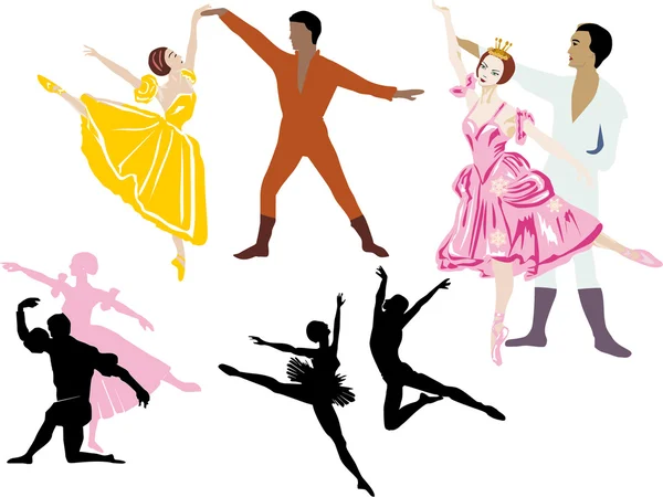 Bailarines de ballet ilustración — Vector de stock