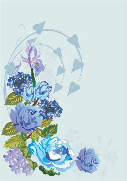 Kiharat sinisillä ruusuilla — vektorikuva