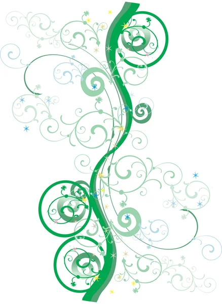Boucles abstraites vertes sur blanc — Image vectorielle