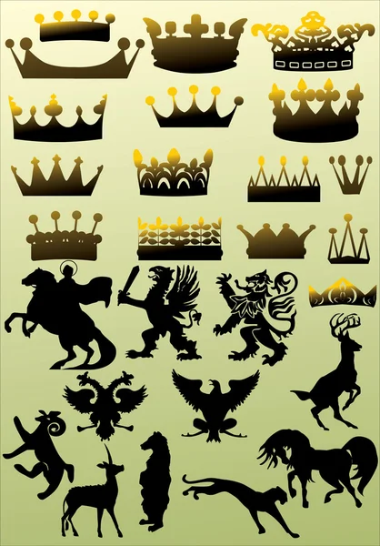 Sammlung heraldischer Symbole auf hellem Hintergrund — Stockvektor