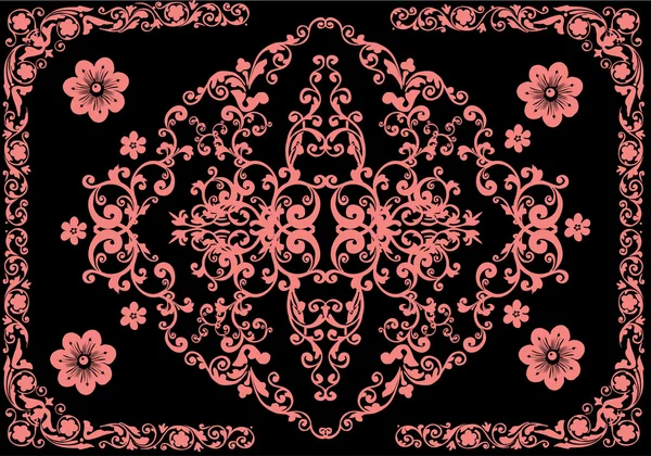 Florale roze decoratie in frame — Stockvector