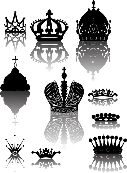 Diez coronas con reflejos — Archivo Imágenes Vectoriales
