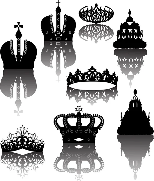 Huit couronnes avec reflets — Image vectorielle