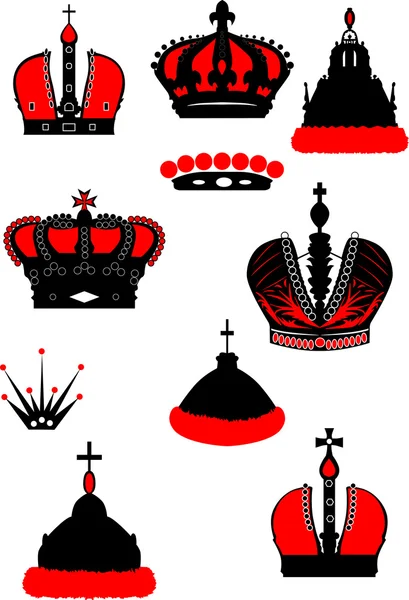 Набір чорно-червоних коронок — стоковий вектор