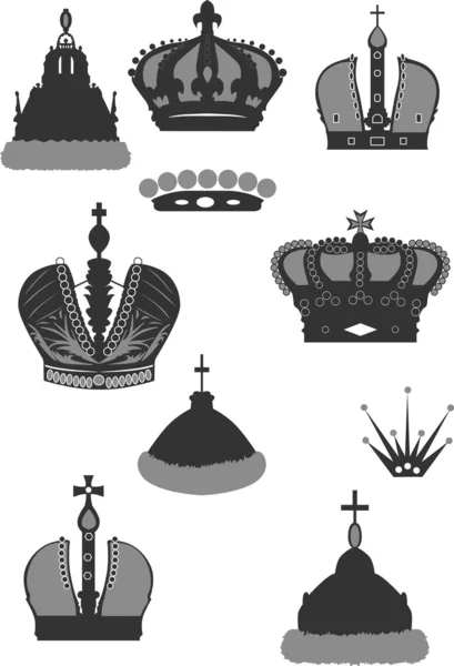 Чорно-сірий коронний набір — стоковий вектор