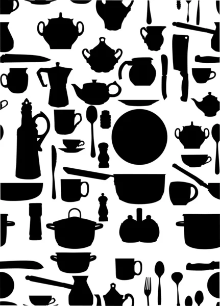 Fond de vaisselle noire sur blanc — Image vectorielle