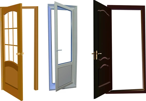 Три ізольовані двері колекція — стоковий вектор