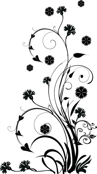 Zwarte basis bloem krullen — Stockvector