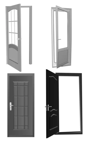 Coleção de quatro portas cinza — Vetor de Stock