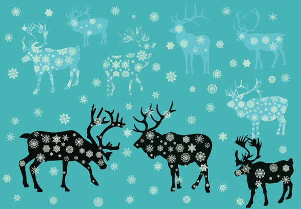 Illustration de cerfs de neige de Noël — Image vectorielle