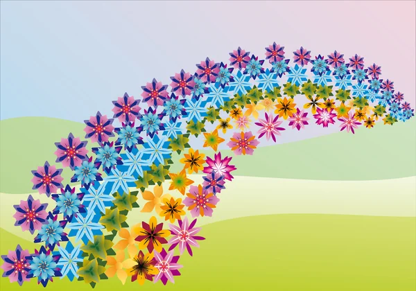 Fleurs différentes arc-en-ciel — Image vectorielle