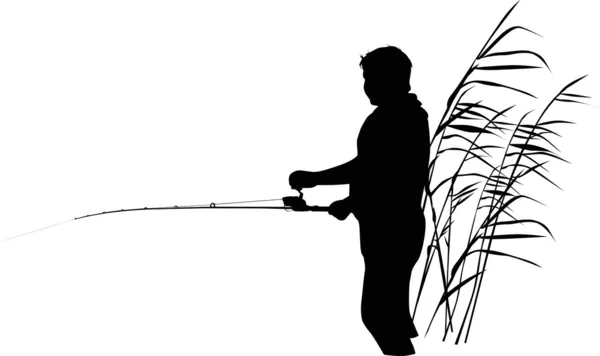 Pêcheur isolé dans roseau — Image vectorielle