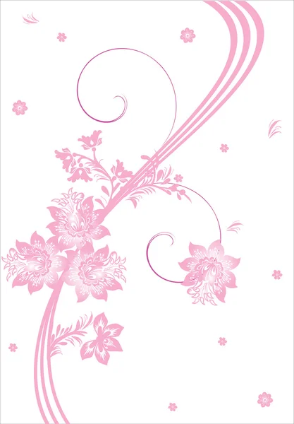 Rosa flores y líneas ilustración — Vector de stock