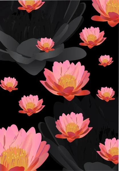 Stock vector background withpink lotus flowers