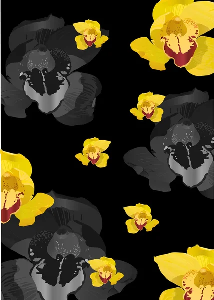 Amarillo orquídea flores fondo — Archivo Imágenes Vectoriales