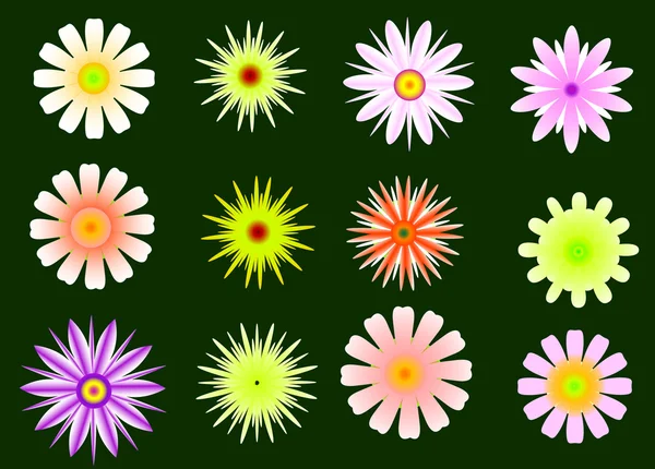 Parlak renkli çiçekleri yeşil — Stok Vektör