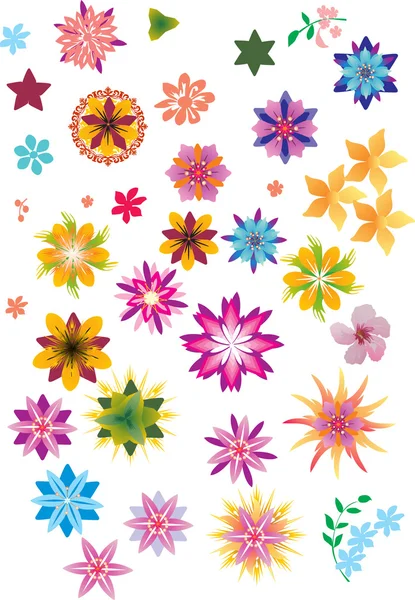 Set of bright color flowers — Stock Vector