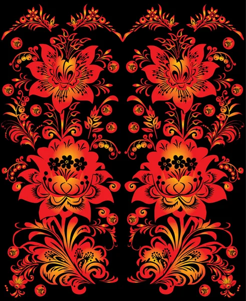 Two black and red flower strips — Stock Vector
