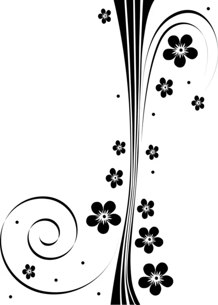 黒花と線図 — ストックベクタ