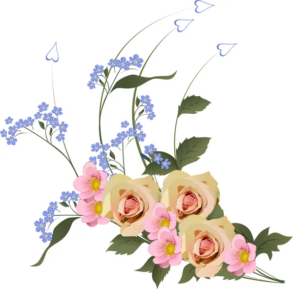 Rosas rosadas rizo en blanco — Vector de stock