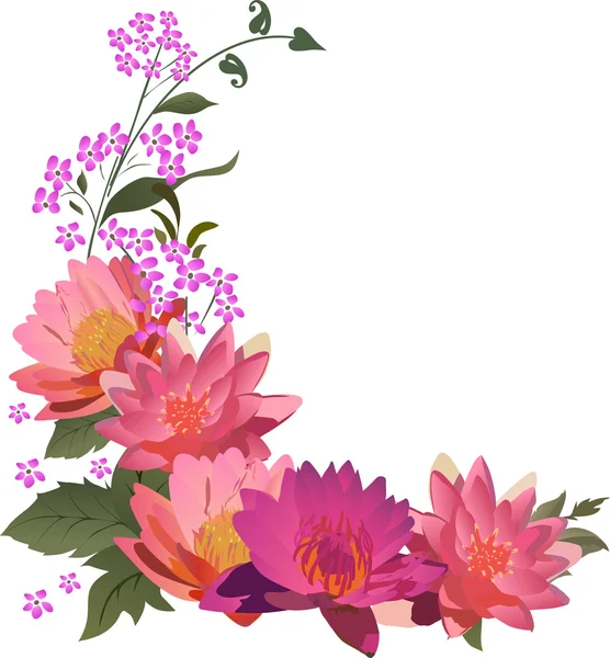 Roze lily bloemen krullen illustratie — Stockvector