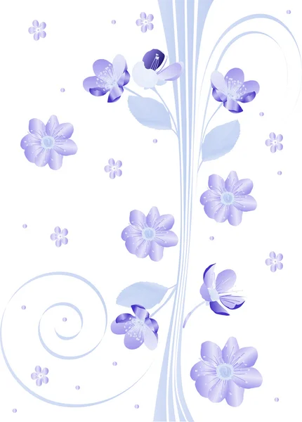 Illustration avec des fleurs bleu clair — Image vectorielle