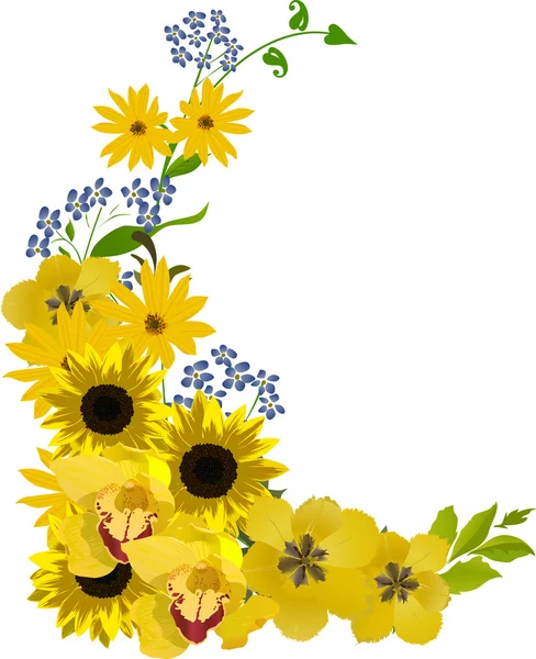 Boeket met goudgele bloemen illustratie — Stockvector