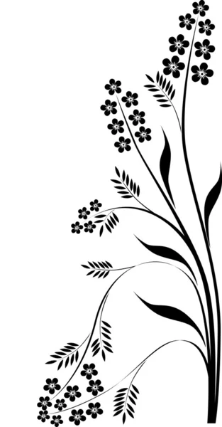 Dekorasyon ile siyah çiçek şube — Stok Vektör