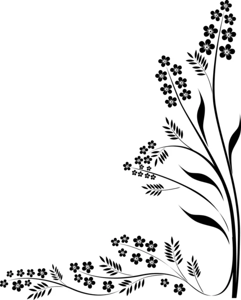 Decoração com preto abstrato floral ramo — Vetor de Stock