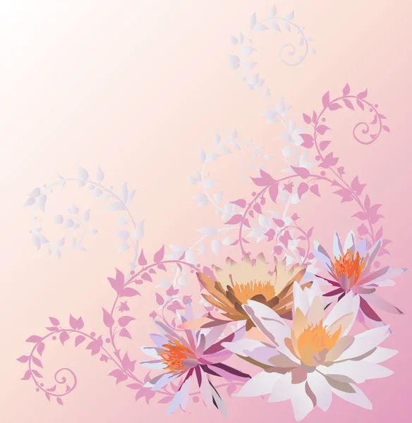 Rosa lirio y flores de loto patrón — Vector de stock