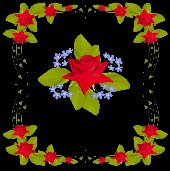 Цветы дизайн в красной рамке розы — стоковый вектор