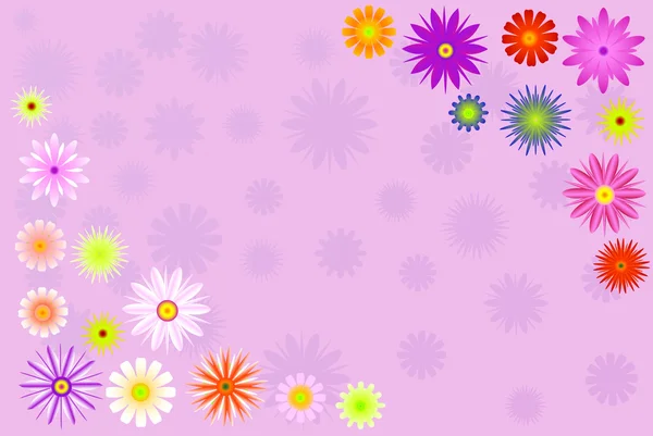Zwei helle Farbe Blume Ecken Illustration — Stockvektor