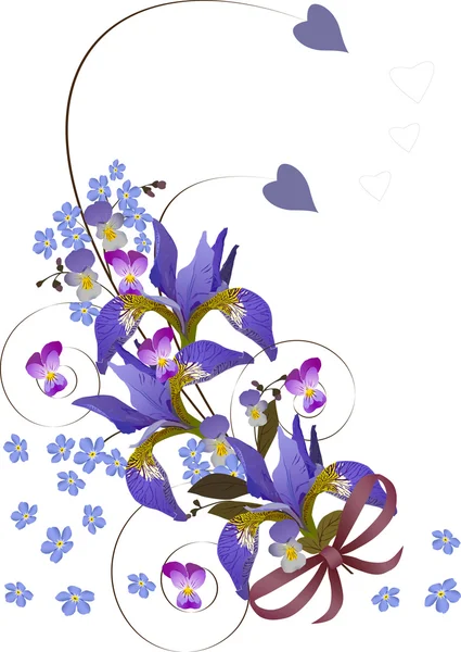 Floral μπούκλες με μπλε ίριδες — Διανυσματικό Αρχείο