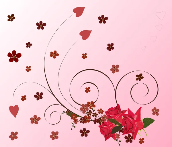 Drie rode rozen decoratie — Stockvector