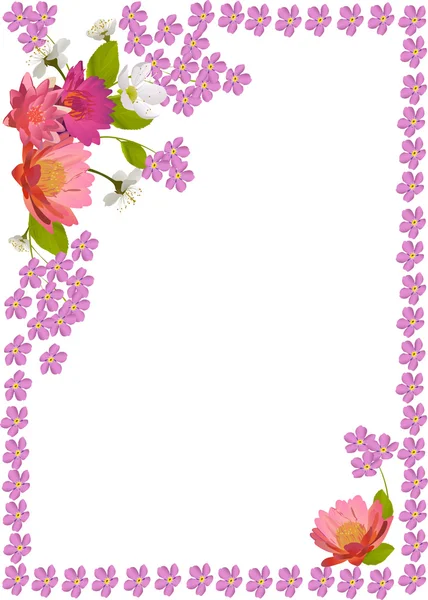 Frame met roze bloempjes — Stockvector